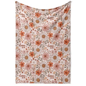 Boho Flower Girl Name Blanket Toddler Girl Gift Flower Baby Shower Gift Wildflower Nursery Newborn Baby Girl Name Blanket Floral Girl Daisy Blanket Birthday Gift