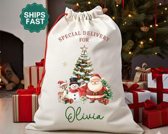 Personalized Santa Sack Christmas Gift Bag Special Delivery Christmas Eve Sack Christmas Santa Sack For Kids Santa Claus Christmas Gift Bags