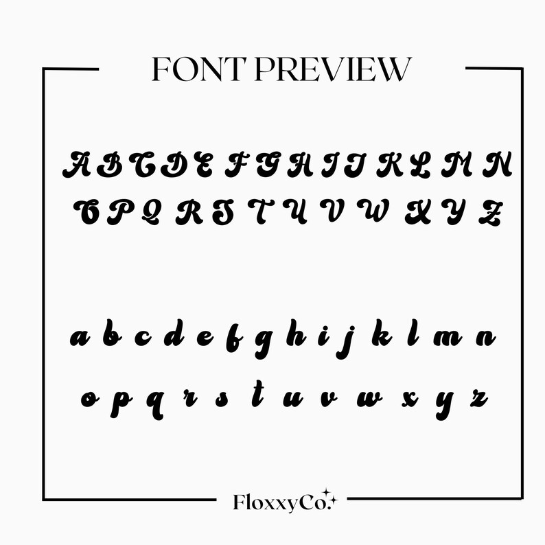 a handwritten font in a square frame