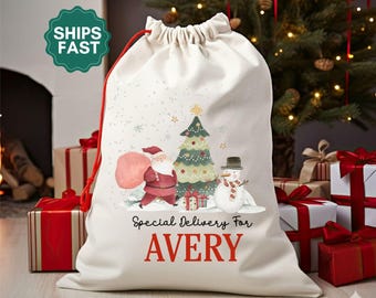 Personalised Santa Sack Christmas Present Sack Baby's First Christmas Gift Special Delivery Christmas Gift Bag Kids Xmas Sack