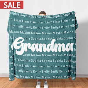 Grandma Blanket Grandpa Blanket With Grandkids Name Blanket Personalized Family Name Blanket Grandma Name Blanket Personalized Grandma Gift