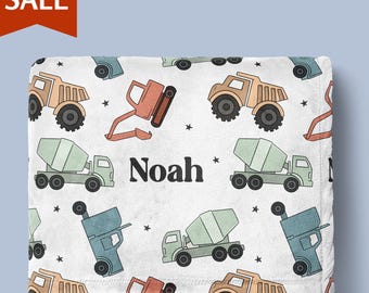 Construction Truck Blanket Baby Name Blanket Truck Swaddle Toddler Blanket Boy Baby Shower Gift Boy Truck Birthday Present Construction