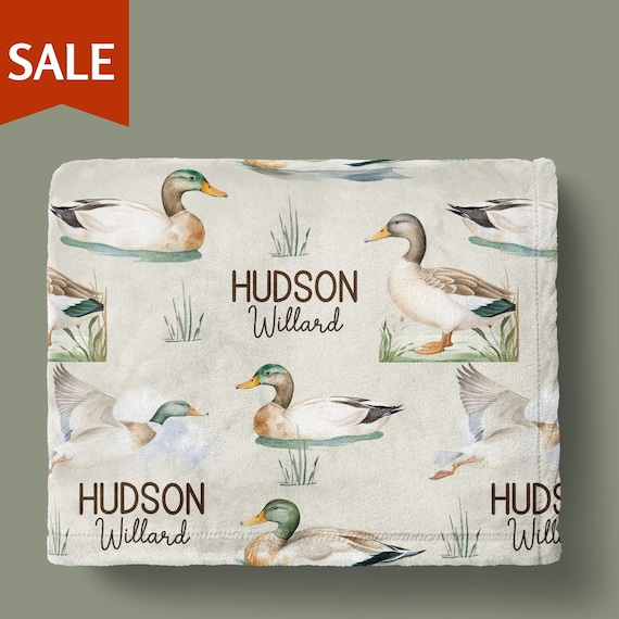 Mallard Duck Blanket With Name Blanket For Baby Shower Gift Newborn Duck Theme Nursery Toddler Blanket Birthday Gift Duck Name Blanket Gift