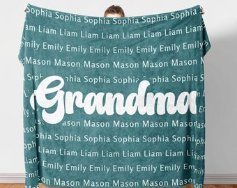 Grandma Blanket Grandpa Blanket With Grandkids Name Blanket Personalized Family Name Blanket Grandma Name Blanket Personalized Grandma Gift