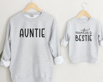 Personalized Auntie's Bestie Matching Set Auntie Niece Nephew Matching Sweatshirt  Aunt and Baby Outfit Gifts from Aunt Nephew Niece Toddler