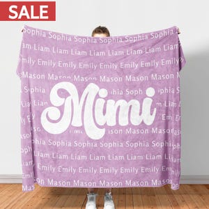 Mimi Blanket With Grandkids Name Grandma Blanket Mothers Day Gift Personalized Grandma Gift  Grandma Family Blanket Gift for Mimi