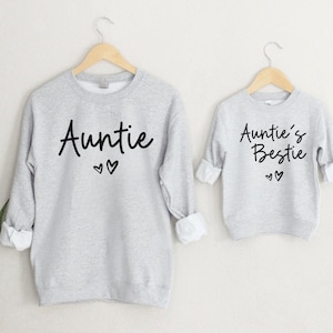 Personalized Auntie&#39;s Bestie Matching Set Auntie Niece Nephew Matching Sweatshirt  Aunt and Baby Outfit Gifts from Aunt Nephew Niece Toddler