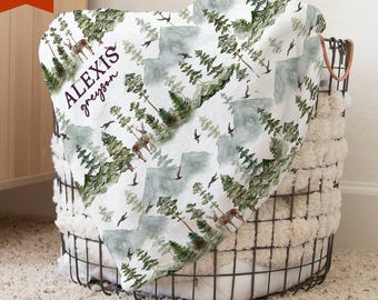 Forest Woodland Baby Blanket Baby Shower Gift Toddler Boy Birthday Personalized Forest Baby Blanket Gift Woodland Theme Nursery Tree Blanket