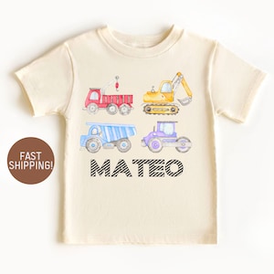 Personalized Construction Kids Shirt Name Truck Toddler Shirt Boy Construction Kids Tee Truck Lover Birthday Gift Kid Dump Truck Excavator