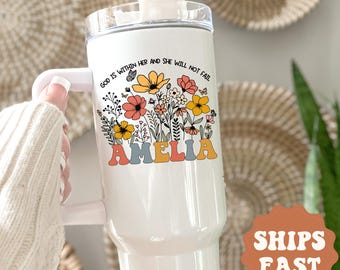 Christian Tumbler Personalized Christian Women 40oz Tumbler With Handle Bible Verses Tumbler Christian Affirmation Gift Name Christian Gift