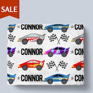 Personalized Race Car Blanket Boy Car Race Blanket Baby Boy Blanket Kid Birthday Gift For Christmas Blanket Toddler Boy Car Blanket Boy Gift