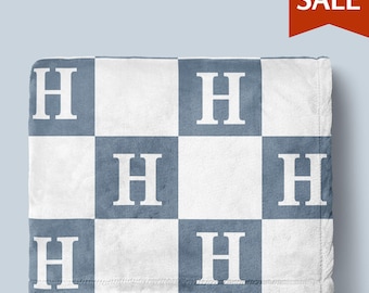 Personalized Baby Blanket Checkered Blanket Check Baby Initial Name Blanket Baby Shower Gift New Baby Gift Christmas Gift Checker Blanket