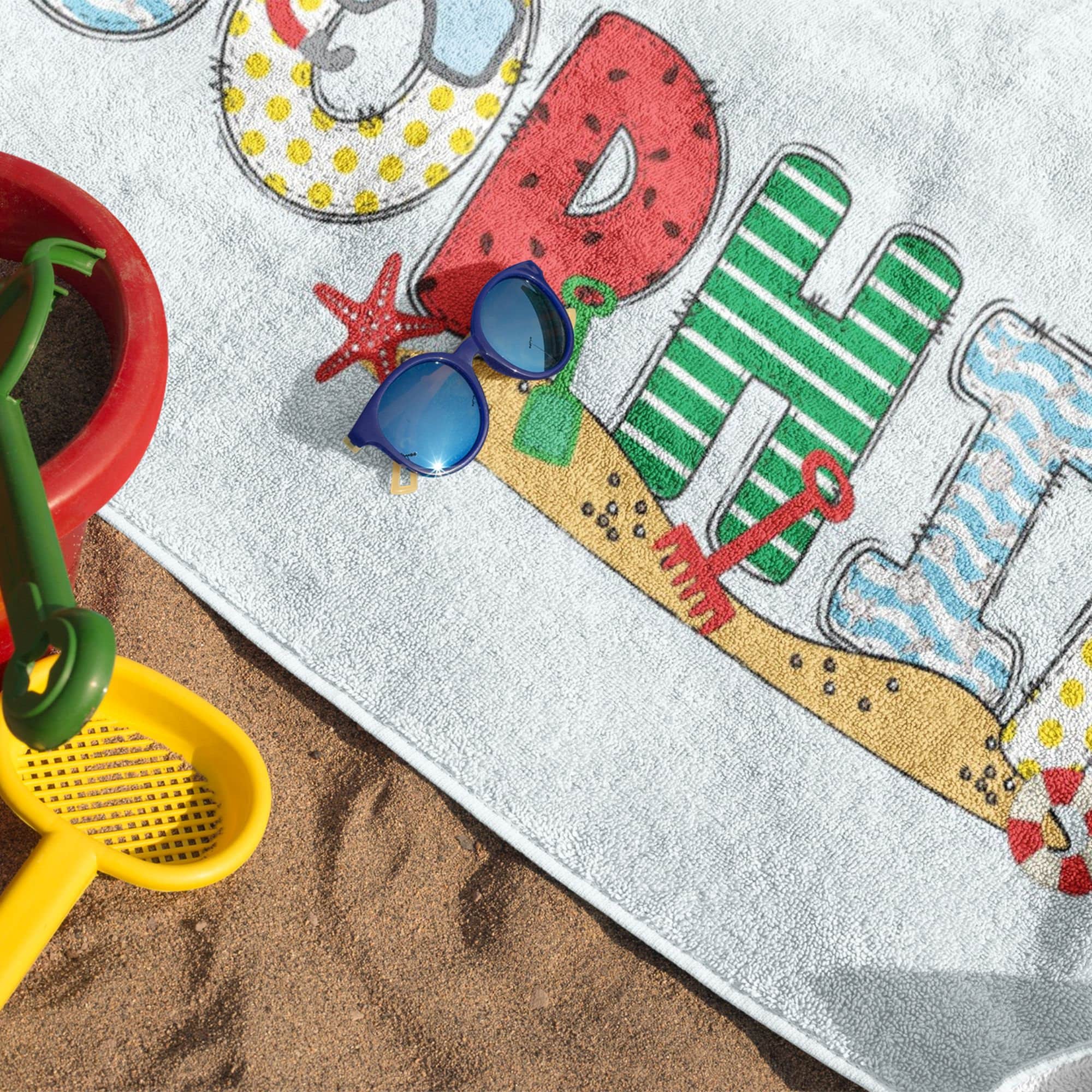 Custom Name Kid Beach Towel Gift Kid Pool Towel Name Birthday Party Favor Girl Beach Towel Boy Name Beach Themed Towel Kid Summer Camp Towel