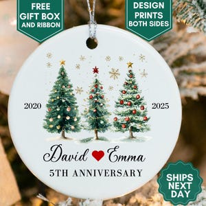 Personalized 5th Anniversary Christmas Ornament 5th Anniversary Gift For Couples