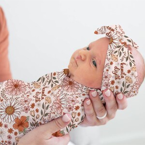 Boho Flower Girl Name Swaddle Blanket Flower Baby Shower Gift Wildflower Newborn Baby Girl Name Swaddle Floral Girl Daisy Newborn Swaddle