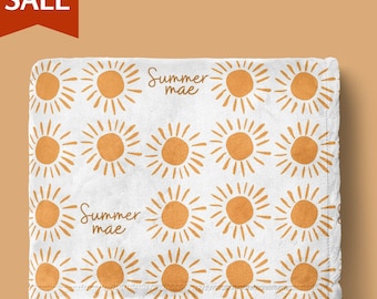 Boho Sunrays Baby Blanket Sunshine Blanket With Name Baby Shower Gift Newborn Photo Prop Blanket Hospital Photo Gender Neutral Baby Gift