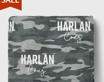 Personalized Camo Blanket With Name Camouflage Name Blanket Baby Shower Gift Hunting Theme Nursery Name Blanket For Boy Hunting Blanket Boy
