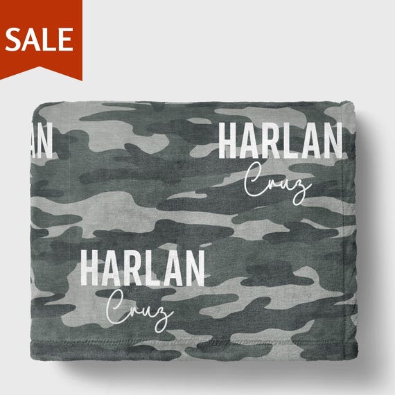 Personalized Camo Blanket With Name Camouflage Name Blanket Baby Shower Gift Hunting Theme Nursery Name Blanket For Boy Hunting Blanket Boy