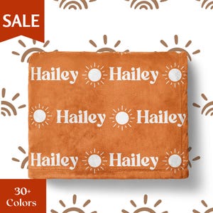 Sun Personalized Name Blanket Baby Shower Gift Baby Blanket Girl Name Sun Baby Blanket Boho Sun Name Blanket With Name Neutral Baby Gift