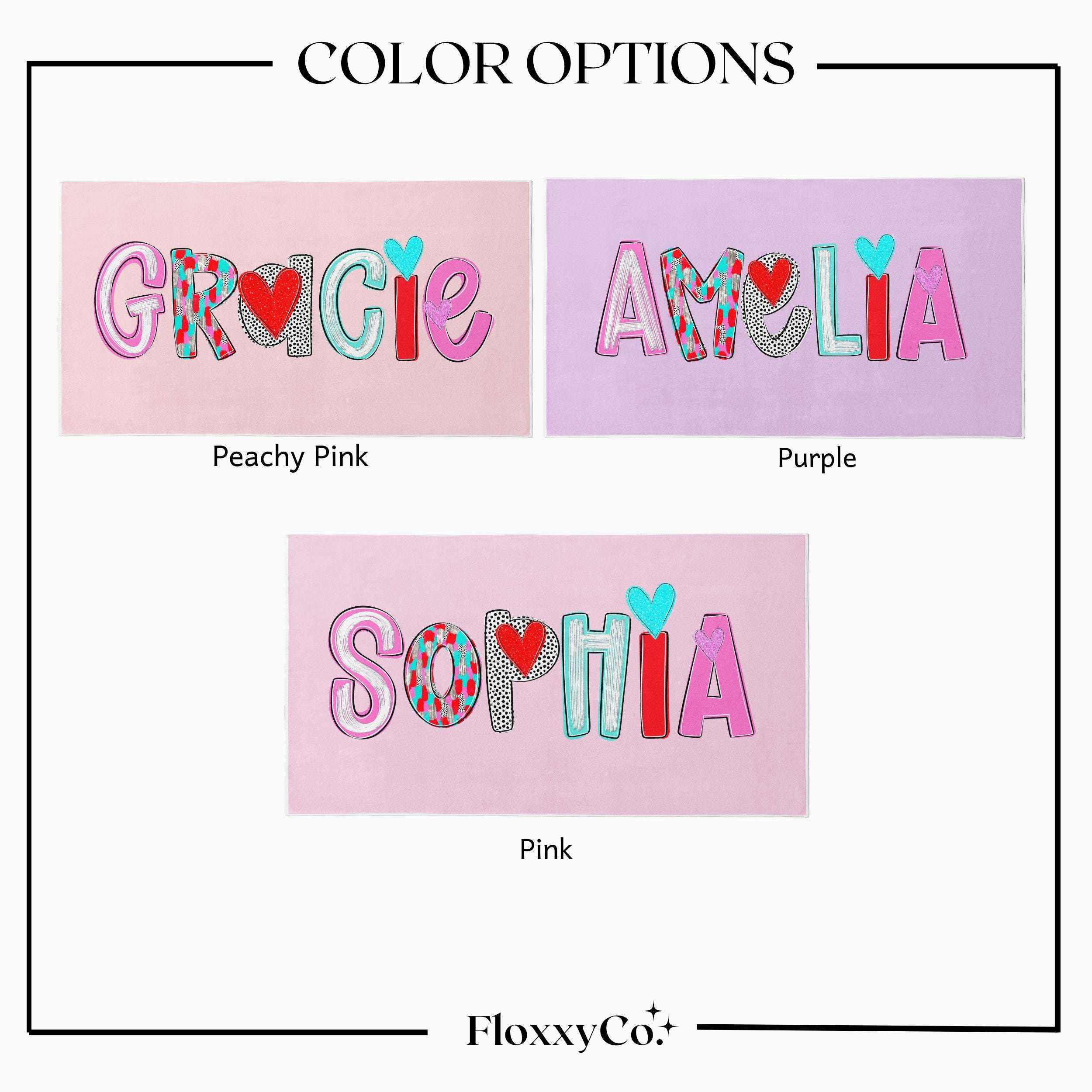 Pink Bold Style Personalized Beach Towel Girl Name Bath Towel Heart Colorful Pool Towel Beach Towel With Name Birthday Vacation Gift