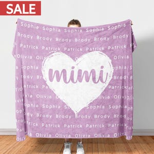 Mimi Blanket with Grandkids Name Personalized Name Grandma Blanket Nana Grandmother Gift | Mother&#39;s Day Birthday Christmas Present