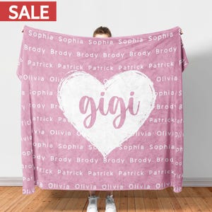 Gigi Blanket Personalized Gifts for Grandma Mothers Day Gift for Grandma Blanket With Grandkids Name Gigi Mimi Blanket Gift Grandma Gift