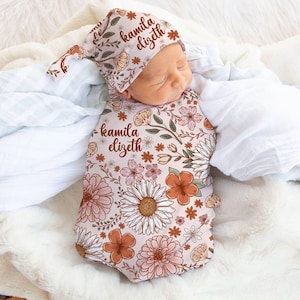 Boho Blumenmädchen Name Swaddle Decke Blumen-Baby-Dusche-Geschenk Wildblumen Neugeborene Baby Mädchen Name Swaddle Floral Girl Daisy Neugeborenen Swaddle