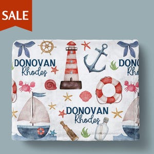 Custom Nautical Name Blanket Sailboat Blanket Baby Shower Newborn Photo Prop Gift Sailor Baby Blanket Gift For Newborn Sea Nursery Blanket