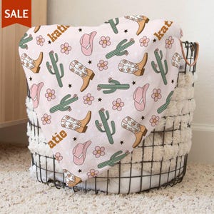 Cowgirl Baby Blanket With Name Western Baby Blanket Baby Shower Gift Niece Baby Girl Name Blanket Cowgirl Boot Gift Kid Name Blanket Gift