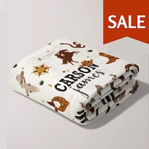 Personalized Blanket For Kids Cowboy Baby Blanket With Name Custom Name Nursery Blanket for Newborn Kids Swaddle Gift Boy Birthday Present