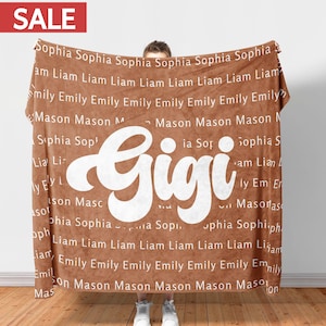 Gigi Decke personalisierte Oma Decke Muttertagsgeschenk Nana Decke mit Enkelkind Name Oma Namensdecke personalisierte Oma Geschenk