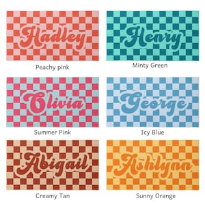 Checkered Beach Towel Retro Name Beach Towel Personalized Kid Pool Towel Vacation Beach Towel Gift Birthday Gift For Girl Boy Beach Towel