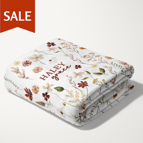 Personalized Wildflowers Blanket Baby Flower Blanket Wildflower Nursery Blanket Boho Floral Blanket Baby Girl Baby Shower Gift Kid Birthday