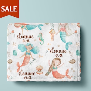 Mermaid Baby Name Blanket Toddler Girl Mermaid Blanket Baby Shower Gift Under the Sea Baby Blanket Girl Christmas Gift Newborn Girl Gift