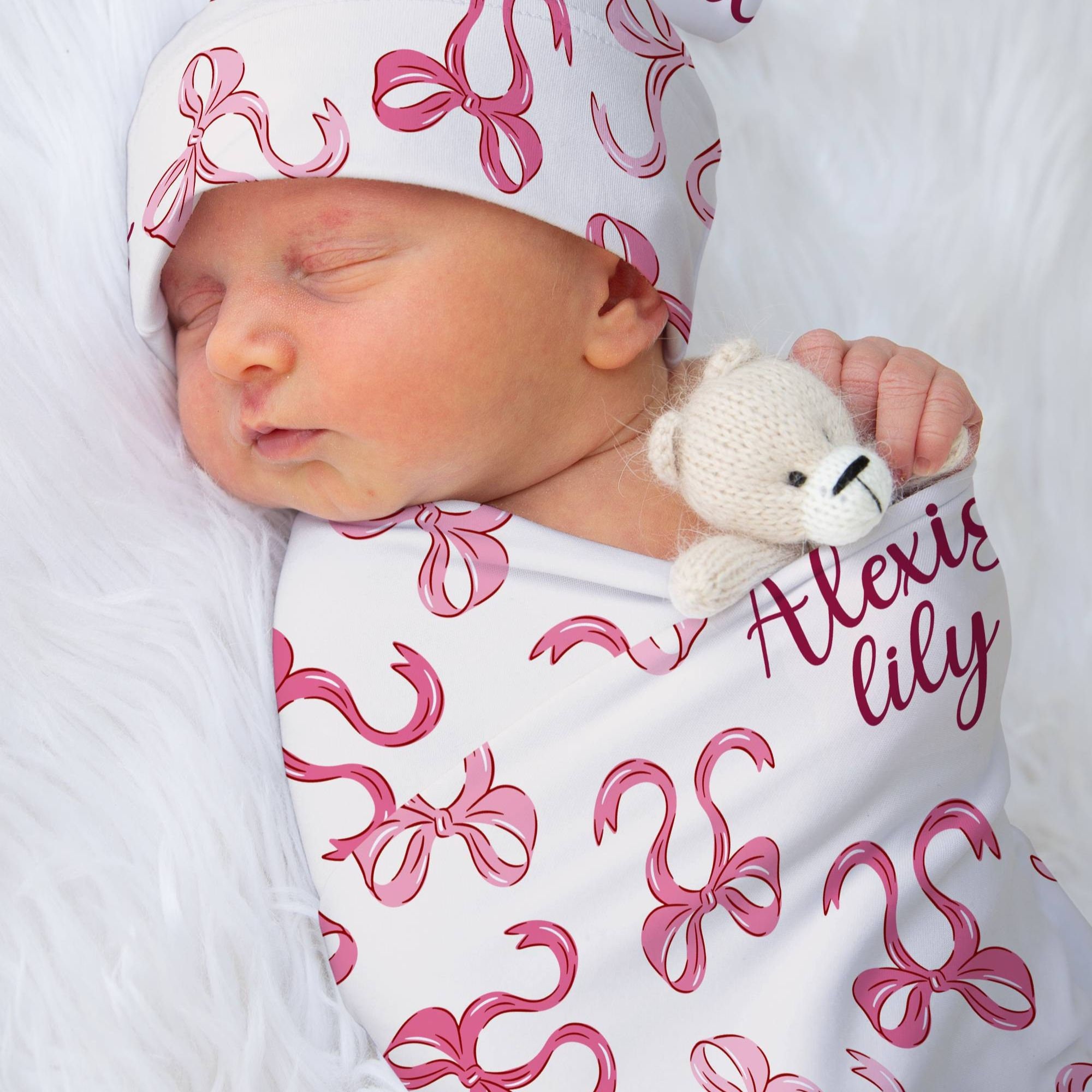 Pink Bow Swaddle Blanket for Baby Coquette Swaddle Newborn Gift Baby Bow Blanket Baby Shower Gift Newborn Photo Props Baby Name Swaddle Set Etsy Canada
