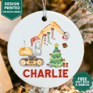 Boy Ornament Construction Excavator Truck Christmas Ornament Boy Personalized Construction Ornament 2024 Toddler Xmas Ornament Excavator