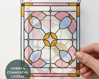 Patrón digital de vitral floral Descarga de patrón digital de margaritas Arte de vitral DIY Descarga de patrón digital Listo para imprimir