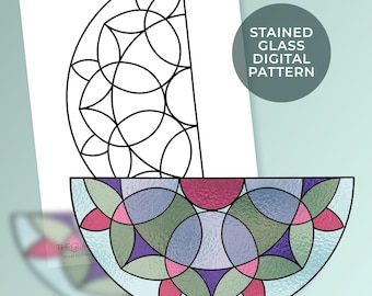 Patrón digital de vitral con mandala geométrico Descarga de patrón digital de arte de vitral DIY Descarga de patrón digital Listo para imprimir