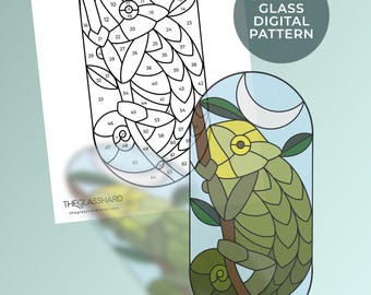 Patrón digital de vitral de camaleón Descarga de patrón digital de arte de vitral DIY Descarga de patrón digital Listo para imprimir