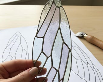 Patrón digital de vitral con alas de insecto Descarga de patrón digital de arte de vitral DIY Descarga de patrón digital Listo para imprimir
