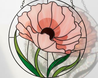 Patrón digital de vitral con estampado de amapola Descarga de patrón digital floral de arte de vitral DIY Descarga lista para imprimir