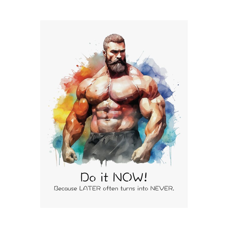 Fitness Poster, Bodybuilding Art Print, Home Gym Wall Decor, Gift for Bodybuilders, Fitness Gift Idea, Watercolor Design image 2