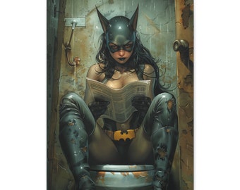 Secret Hero Break: Unique Fine Art Print for the Bathroom (Catwoman)
