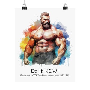 Fitness Poster, Bodybuilding Art Print, Home Gym Wall Decor, Gift for Bodybuilders, Fitness Gift Idea, Watercolor Design image 5