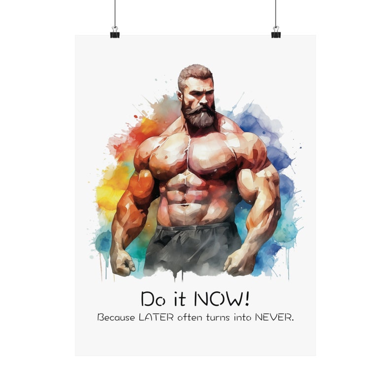 Fitness Poster, Bodybuilding Art Print, Home Gym Wall Decor, Gift for Bodybuilders, Fitness Gift Idea, Watercolor Design image 10