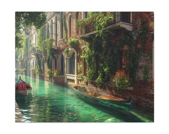 Venice's Silent Water World: Nature Conquers the City - Serene Canals Canvas Print, Mural, Gift, Decoration, Poster