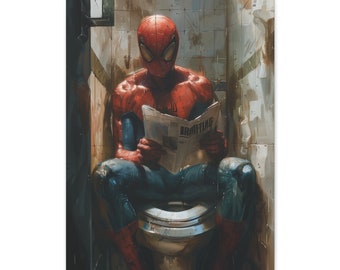 Net break: A hero finds peace - Fine Art Print for the bathroom (Spiderman)