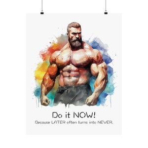Fitness Poster, Bodybuilding Art Print, Home Gym Wall Decor, Gift for Bodybuilders, Fitness Gift Idea, Watercolor Design image 1