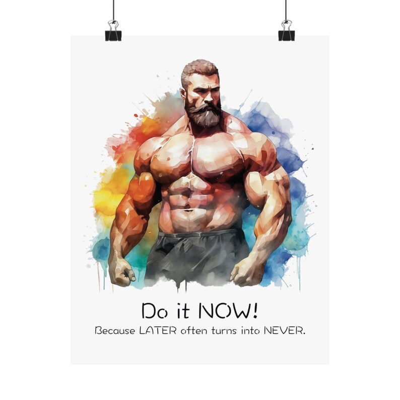 Fitness Poster, Bodybuilding Art Print, Home Gym Wall Decor, Gift for Bodybuilders, Fitness Gift Idea, Watercolor Design image 7