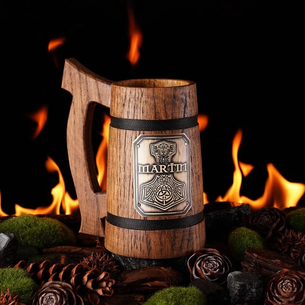Personalized Beer Mug, Viking Stein, Customized Wooden Tankard, Beer lover gift mug, Can holder, Engraved Groomsmen gift, Gift for man